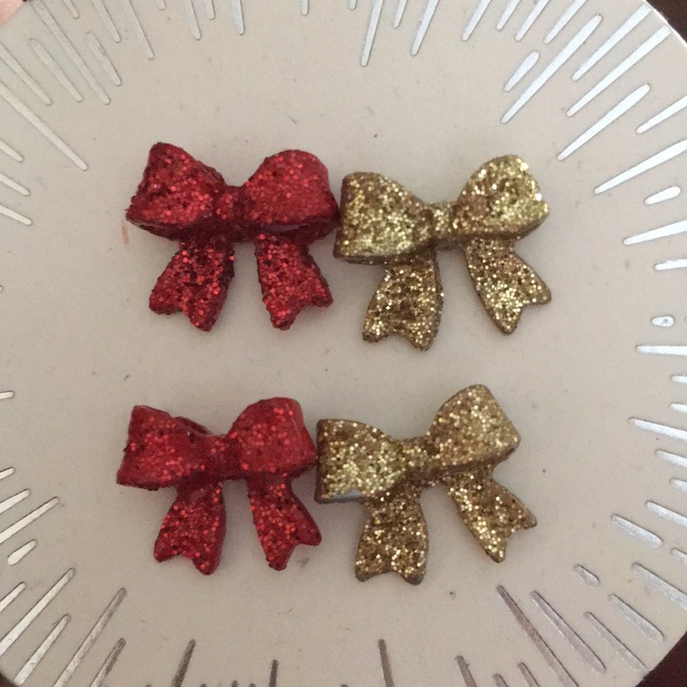 Francescas glitter bow post earrings